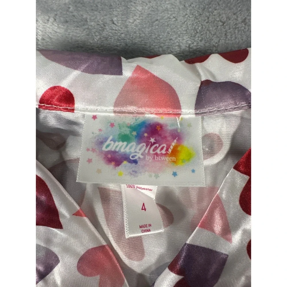 Bmagical by Btween Girls Heart Print Satin Pajama Top Red Pink Purple Size 4 NWT